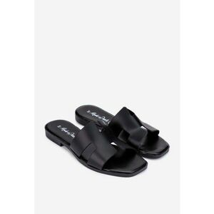 Sandale tip papuc dama din piele neagra imagine
