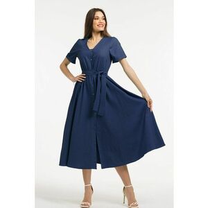 Rochie midi cu croiala evazata si cordon in talie imagine