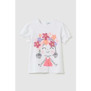 Tricou cu imprimeu grafic si fenta cu capse imagine