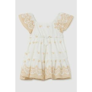 Rochie cu snururi de ajustare in talie si broderie imagine