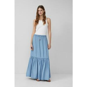 Camasa din material chambray cu terminatie cu volane imagine