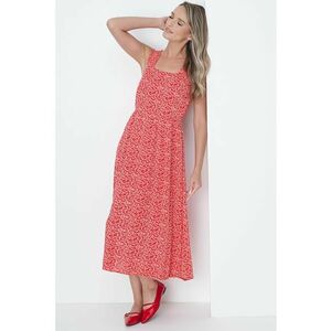 Rochie midi cu model floral si decolteu patrat Nya imagine