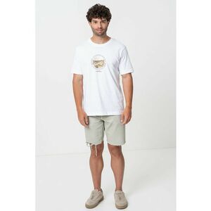 Tricou cu decolteu la baza gatului si imprimeu frontal imagine