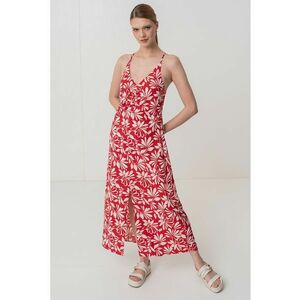 Rochie cu imprimeu - decolteu in V si slit frontal imagine