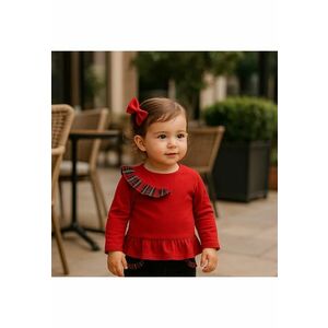 Bluza cu maneca lunga si volan - Stuart - Rosu - pentru fetite - 92 imagine