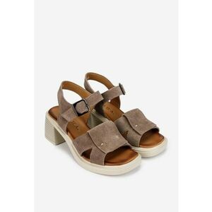 Sandale dama din piele intoarsa taupe imagine