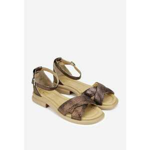 Sandale dama bronz din piele naturala imagine