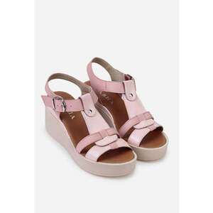 Sandale dama roz deschis din piele cu platforma imagine