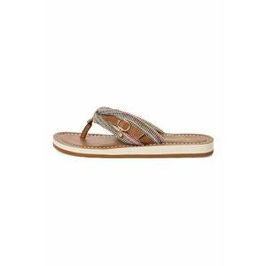 Papuci flip-flop de piele ecologica si material textil imagine