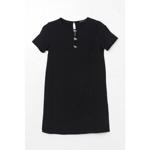 Rochie cu model uni si detalii cu funda imagine