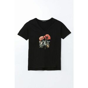 Tricou din bumbac cu decolteu in V imagine