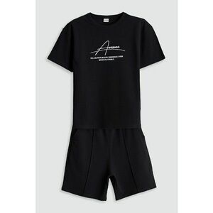 Set de tricou si pantaloni scurti cu imprimeu text - 2 piese imagine