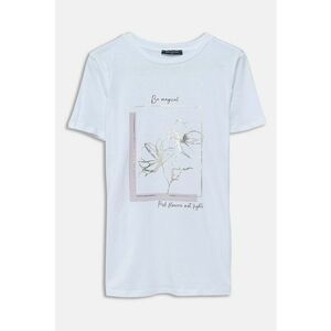 Tricou cu decolteu la baza gatului si model floral imagine