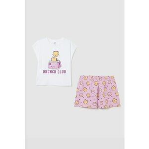Pijama cu pantaloni scurti si imprimeu grafic imagine