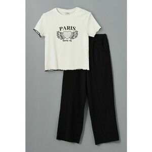 Set de tricou cu imprimeu si pantaloni - 2 piese imagine