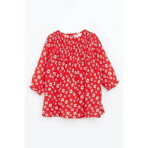 Rochie cu maneci lungi si model floral imagine