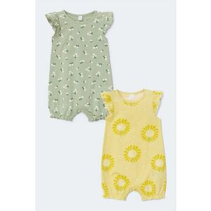 Set de salopete cu model floral si terminatii cu volane - 2 piese imagine