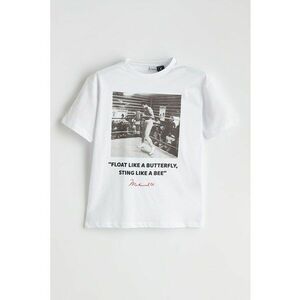Tricou cu decolteu la baza gatului si imprimeu foto imagine