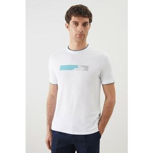Tricou din amestec de bumbac cu decolteu la baza gatului imagine