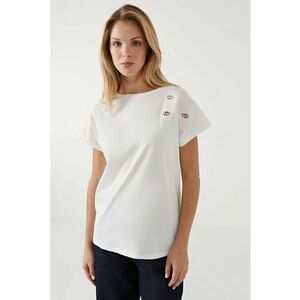 Tricou de bumbac cu detaliu brodat imagine