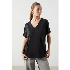 Tricou din amestec de modal cu decolteu in V imagine