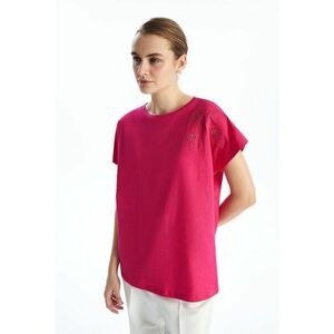 Tricou de bumbac cu detaliu brodat imagine