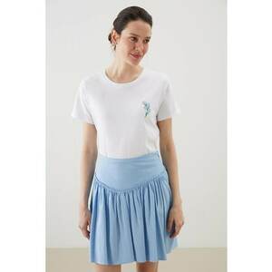Tricou de bumbac cu decolteu la baza gatului imagine