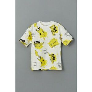 Tricou cu decolteu la baza gatului si model cu desene imagine