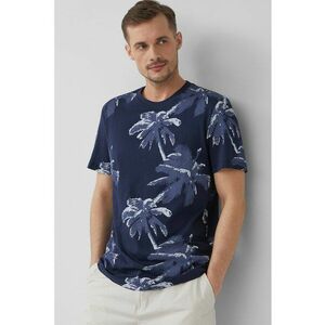 Tricou cu decolteu la baza gatului si model tropical imagine