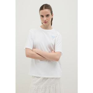 Tricou din bumbac cu imprimeu text pe partea din spate imagine