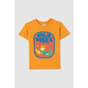 Tricou cu imprimeu grafic si fenta cu capse imagine