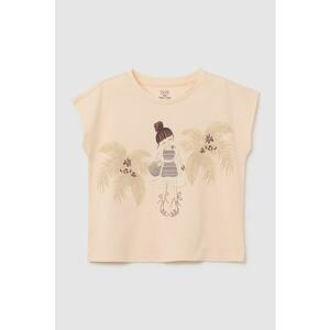 Tricou din bumbac cu imprimeu si detaliu brodat imagine