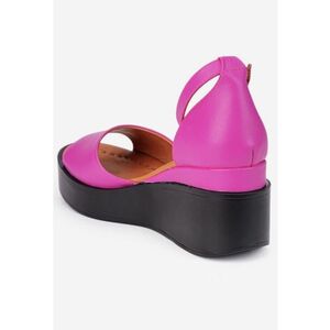 Sandale dama fuchsia din piele cu bareta imagine