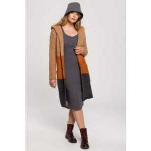 Cardigan colorblock cu buzunare aplicate - imagine
