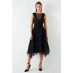 Rochie midi cu insertii din tul imagine