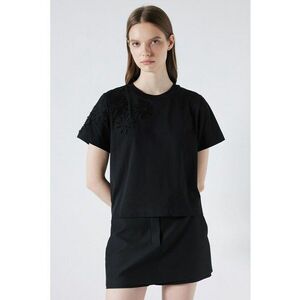 Tricou din bumbac cu decolteu la baza gatului imagine