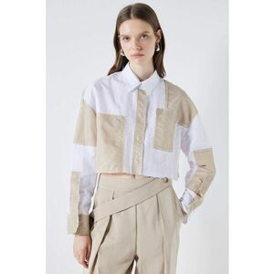 Camasa crop lejera cu model colorblock imagine
