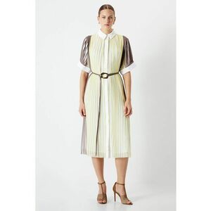 Rochie midi cu croiala dreapta si model in dungi imagine