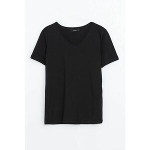 Tricou de bumbac cu decolteu in V imagine