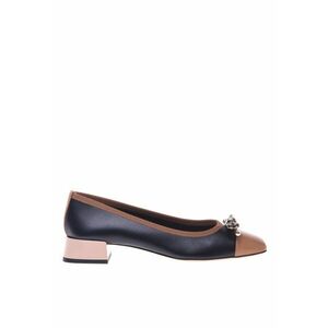 Pantofi de piele cu aplicatie cap-toe si funda imagine