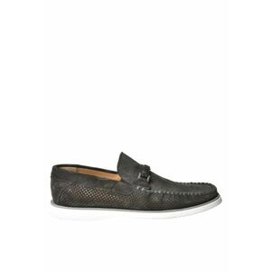 Pantofi loafer din piele intoarsa cu perforatii imagine