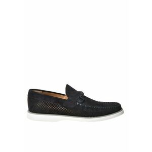 Pantofi loafer din piele intoarsa cu perforatii imagine