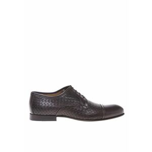 Pantofi din piele cu sireturi si model tesut imagine