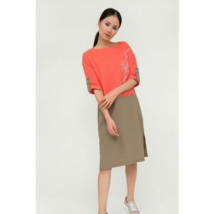 Rochie din amestec de in cu model colorblock imagine