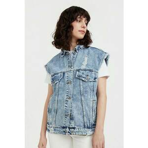 Vesta din denim cu maneci scurte imagine