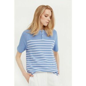 Tricou tricotat cu model in dungi si fenta cu nasturi imagine