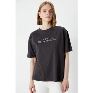 Tricou lejer din bumbac cu imprimeu text imagine