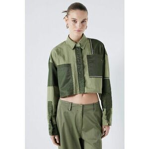 Camasa crop lejera cu model colorblock imagine