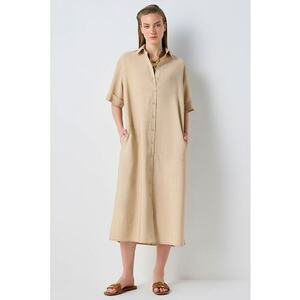 Rochie-camasa din amestec de modal cu slituri laterale imagine