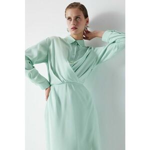 Rochie midi cu maneci lungi si detalii drapate imagine
